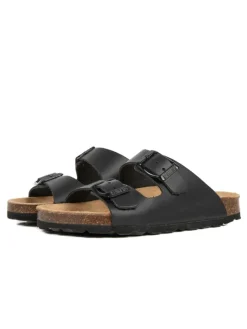 Leren slippers zwart