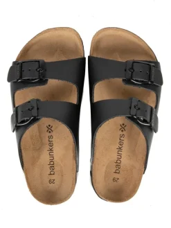 Leren slippers zwart