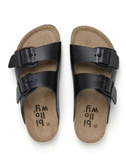 Leren slippers zwart