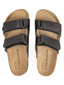 Leren slippers zwart