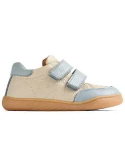 Leren sneakers "Barres" beige/lichtblauw