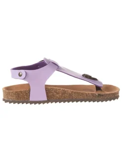 Leren teenslippers paars
