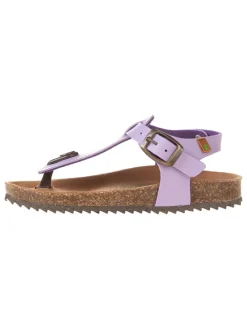 Leren teenslippers paars