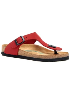 Leren teenslippers rood