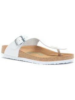 Leren teenslippers wit