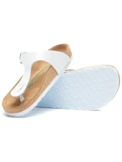 Leren teenslippers wit