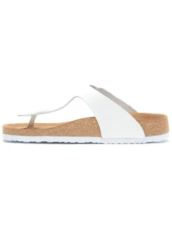 Leren teenslippers wit