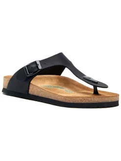 Leren teenslippers zwart