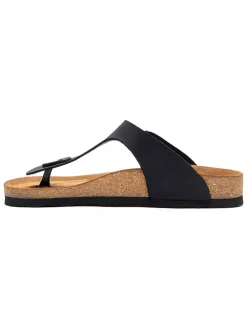 Leren teenslippers zwart
