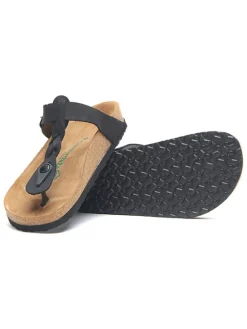 Leren teenslippers zwart