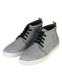 Leren veterschoenen grijs