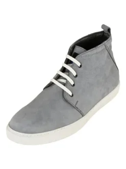 Leren veterschoenen grijs