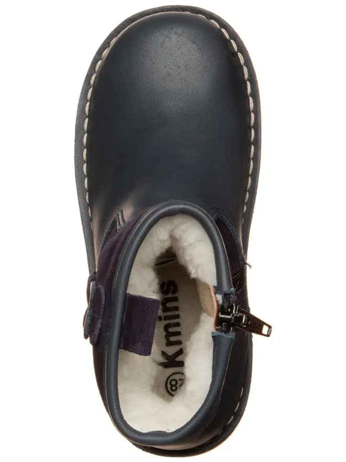 Leren winterboots donkerblauw