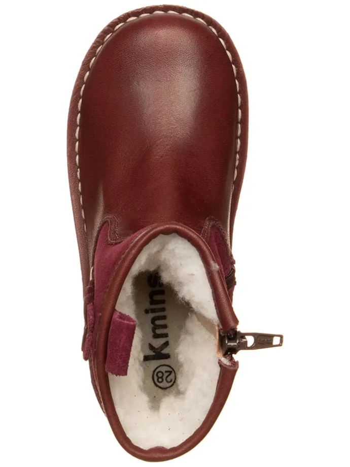 Leren winterboots donkerrood