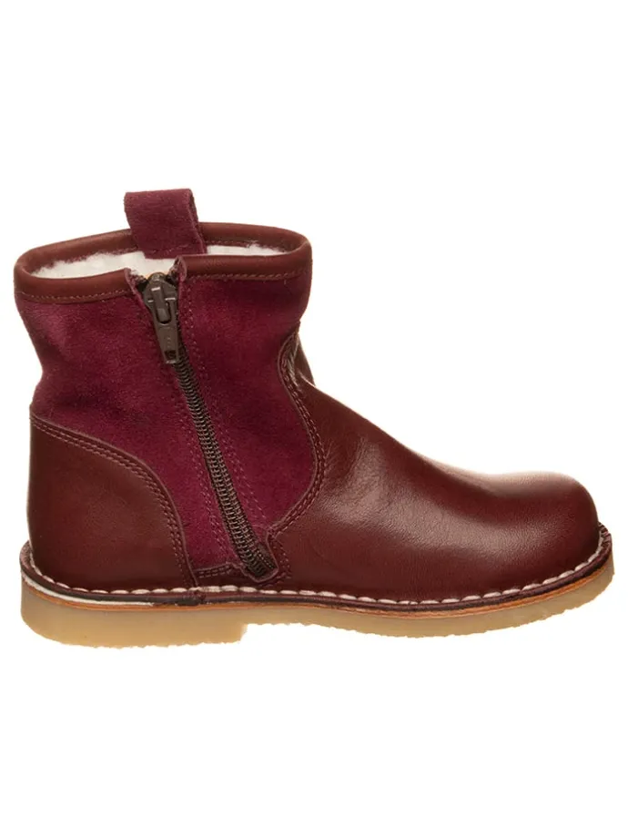 Leren winterboots donkerrood