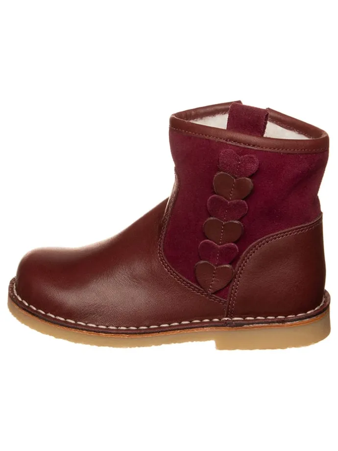 Leren winterboots donkerrood