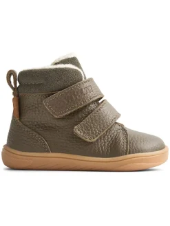Leren winterboots kaki