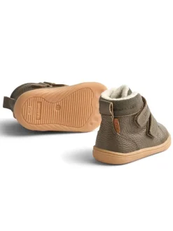 Leren winterboots kaki
