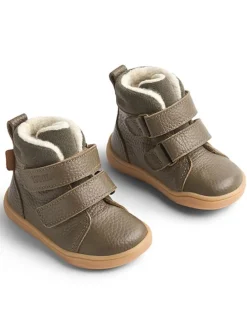 Leren winterboots kaki