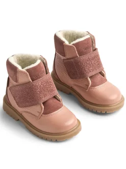 Leren winterboots lichtroze