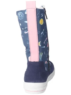 Leren winterlaarzen "Akia" donkerblauw
