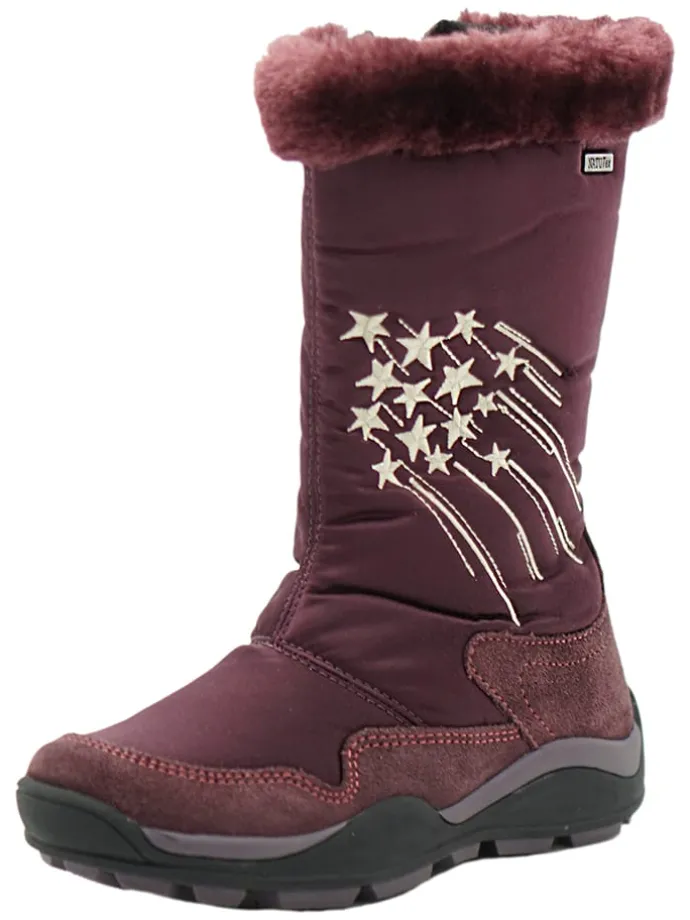 Leren winterlaarzen auberginekleurig