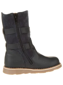 Leren winterlaarzen donkerblauw