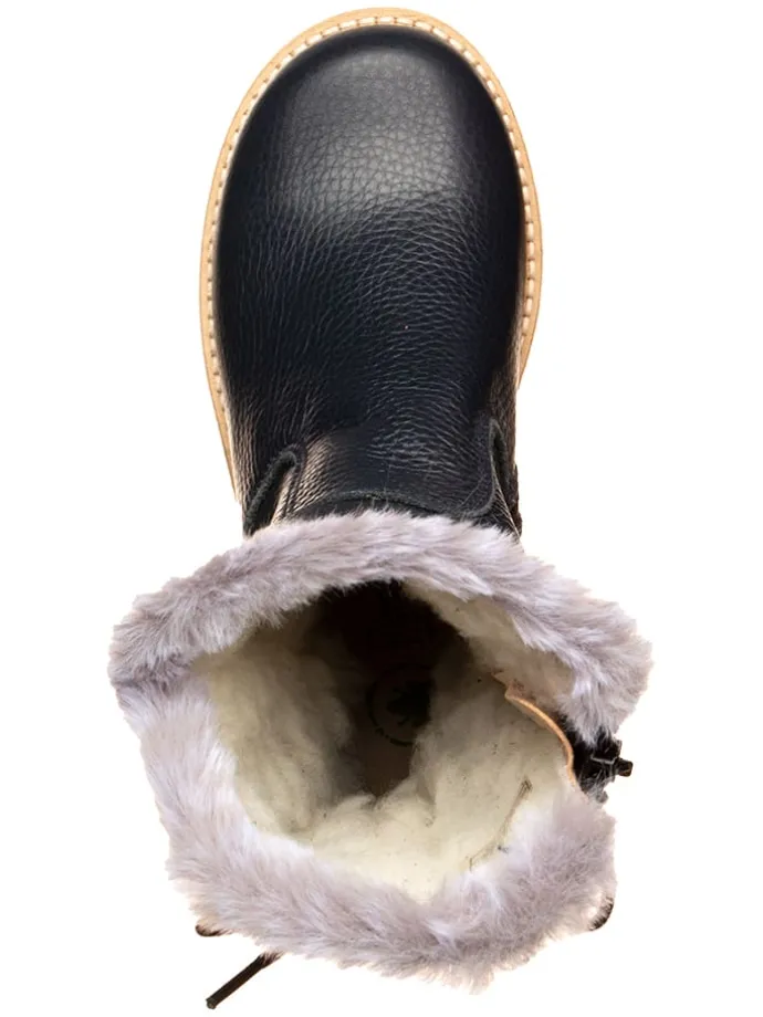 Leren winterlaarzen donkerblauw