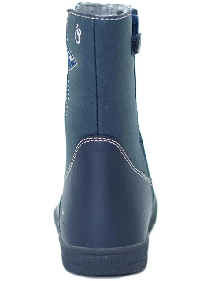 Leren winterlaarzen donkerblauw