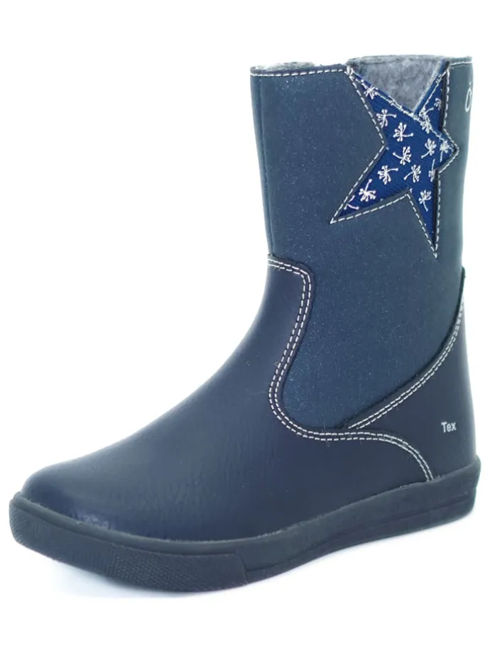 Leren winterlaarzen donkerblauw