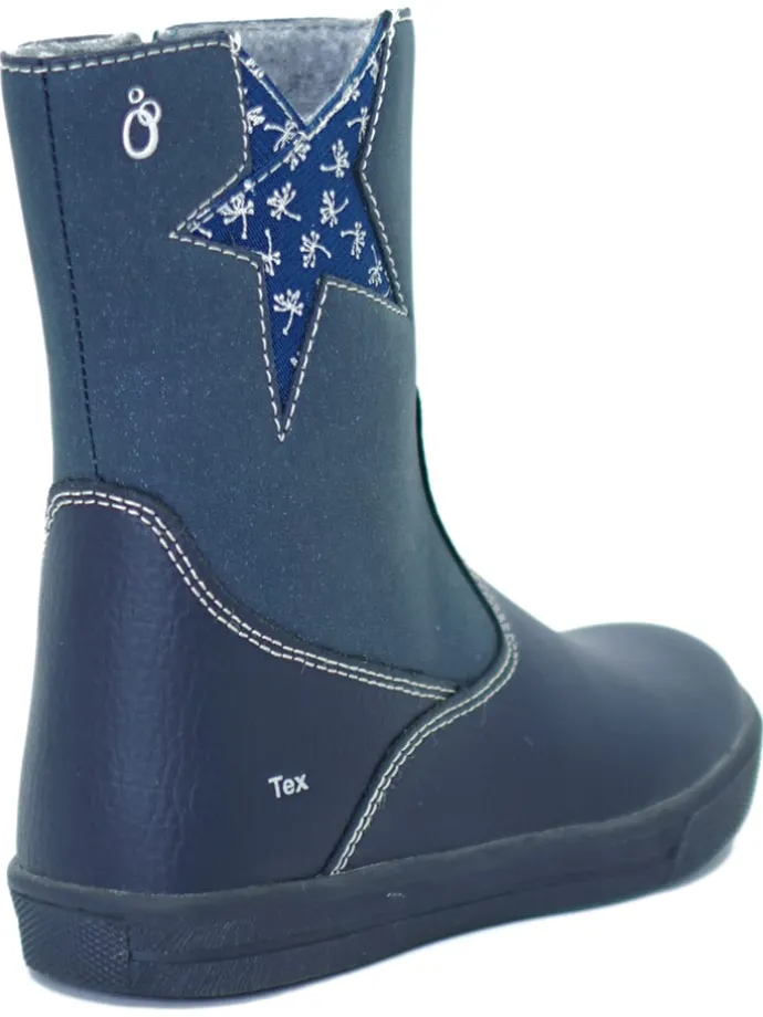 Leren winterlaarzen donkerblauw