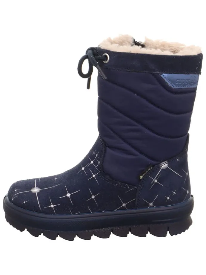 Leren winterlaarzen "Flavia" donkerblauw