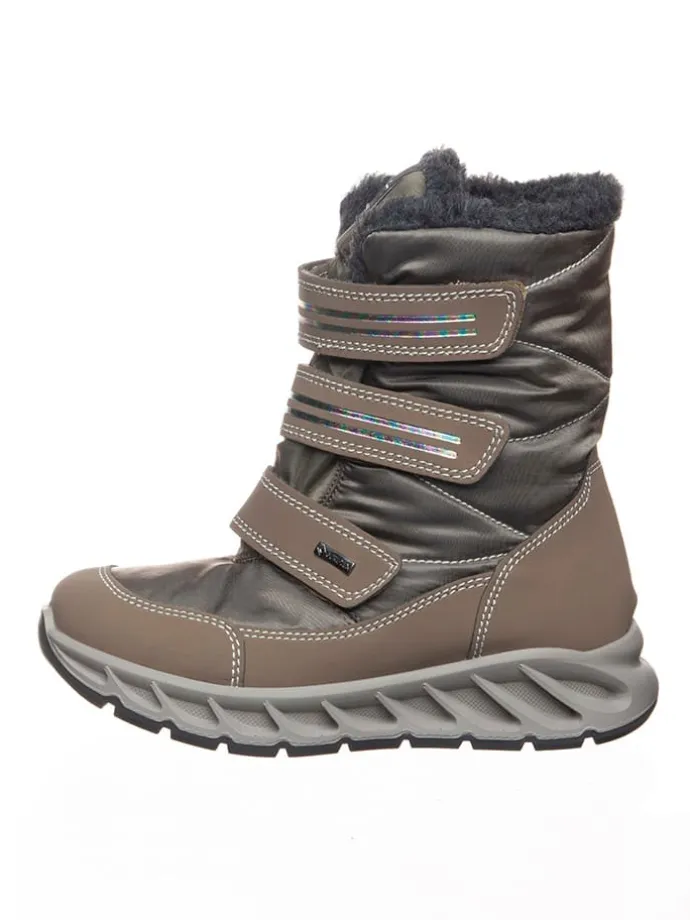 Leren winterlaarzen lichtbruin/grijs