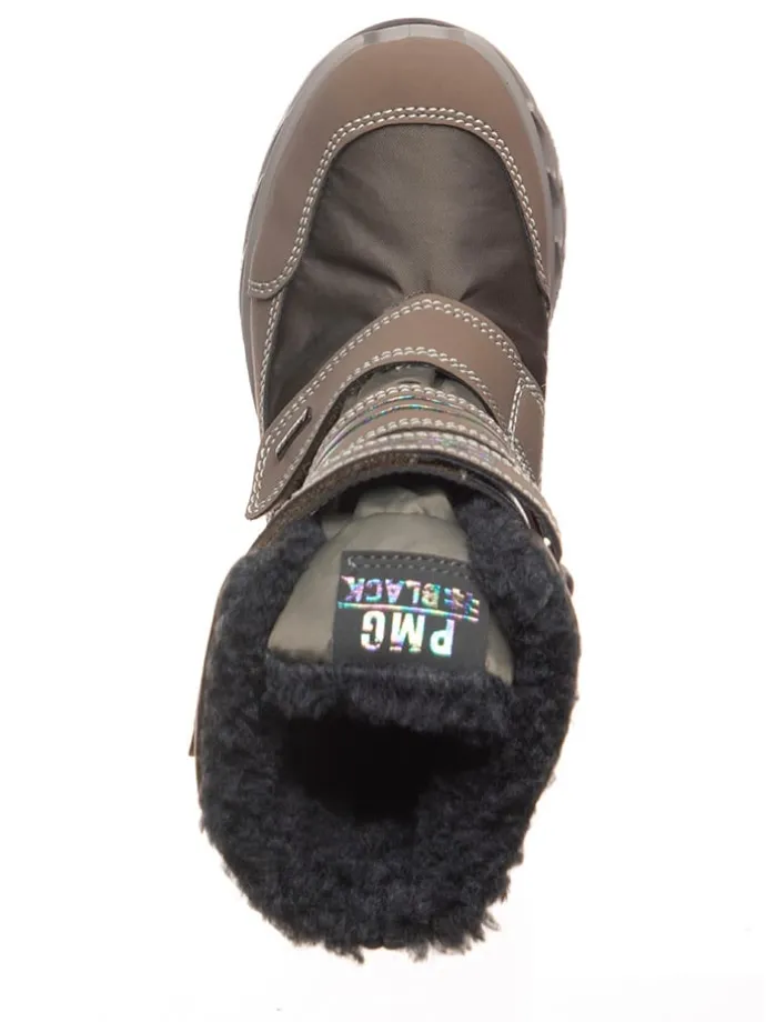 Leren winterlaarzen lichtbruin/grijs