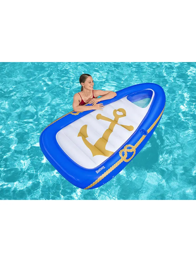 Luchtbed "Nautik" blauw/wit - (L)190 x (B)107 cm