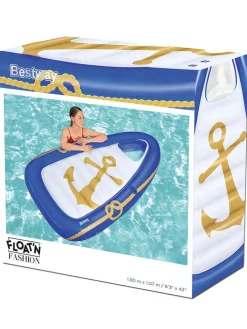 Luchtbed "Nautik" blauw/wit - (L)190 x (B)107 cm