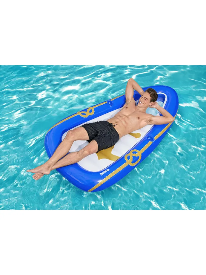 Luchtbed "Nautik" blauw/wit - (L)190 x (B)107 cm