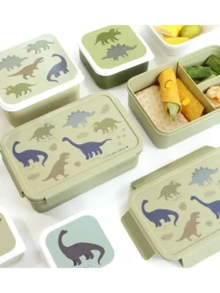 Lunchbox "Dinosaurs" kaki - (B)22 x (H)7 x (D)14 cm