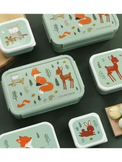 Lunchbox "Forest friends" groen - (B)22 x (H)7 x (D)14 cm