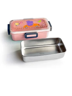 Lunchbox "Funny Jungle" abrikooskleurig - (B)18,5 x (H)6,5 x (D)10,5 cm