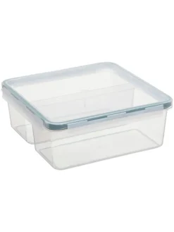 Lunchbox transparant/zwart - (B)22 x (H)8,5 x (D)22 cm