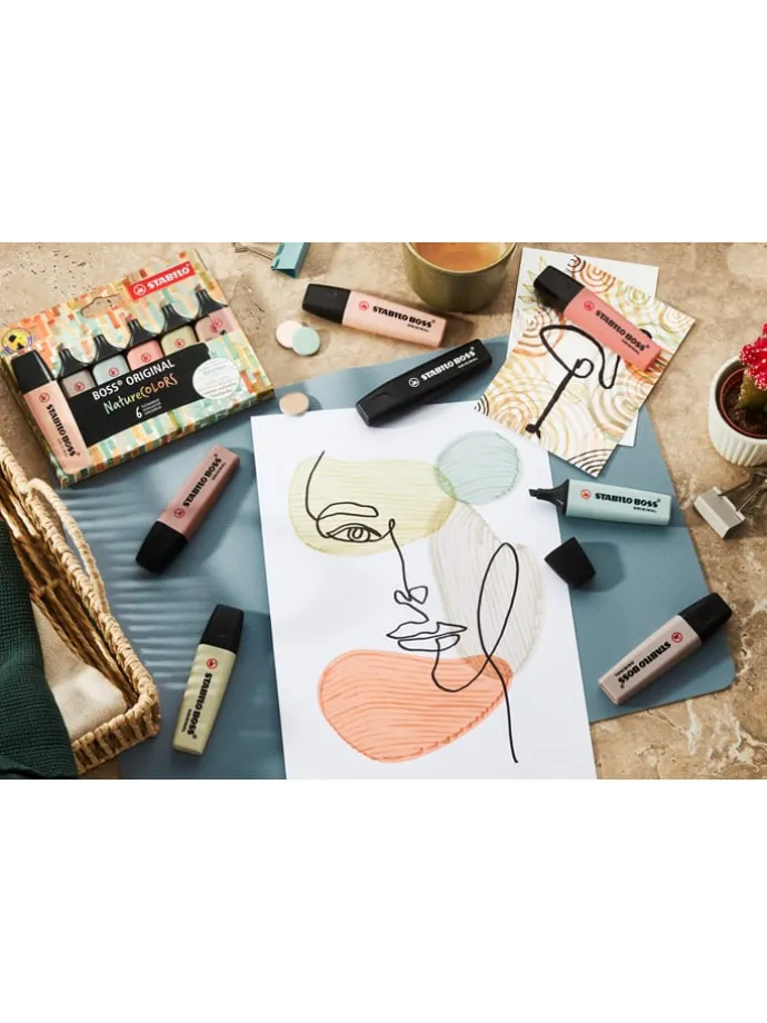 Markeerstiften "STABILO Boss - Nature Colors" - 6 stuks