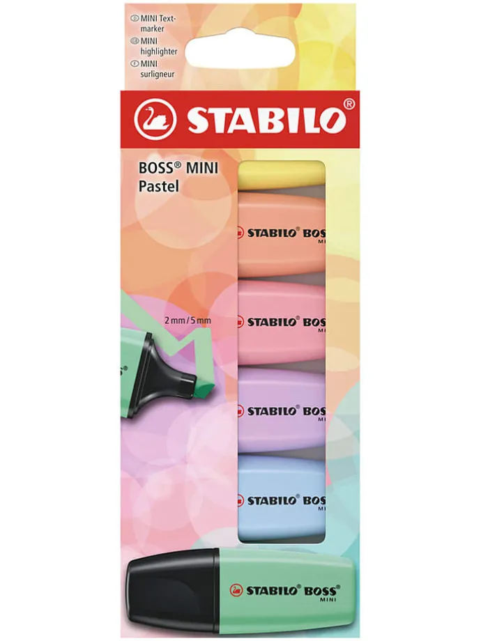 Markeerstiften "STABILO BOSS MINI Pastel" - 6 stuks
