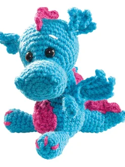 Mini-haakset "Draak" lichtblauw/roze - vanaf 8 jaar