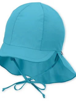 Muts met klep wit/turquoise