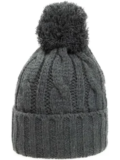 Muts met pompon antraciet