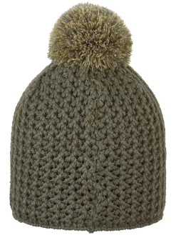 Muts met pompon kaki