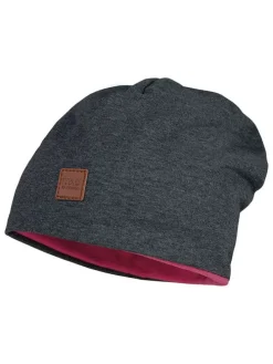Omkeerbare beanie antraciet/roze