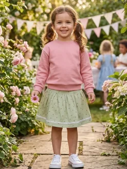Omkeerbare traditionele rok roze/groen