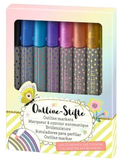 Outline-stiften "Flowers & Friends" - 8 stuks - meerkleurig